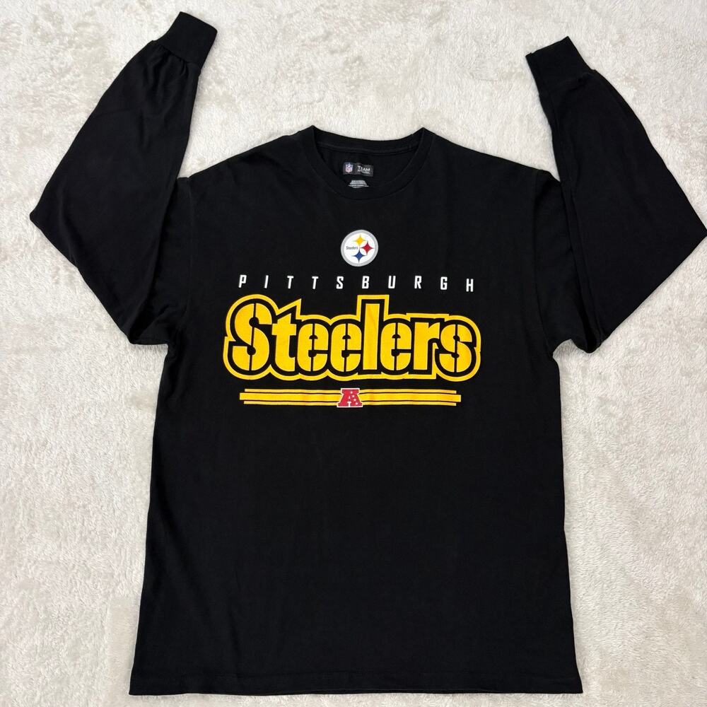 Pittsburgh Steelers Mens L Black Long Sleeve Shirt NFL Team Apparel 2012 Cotton